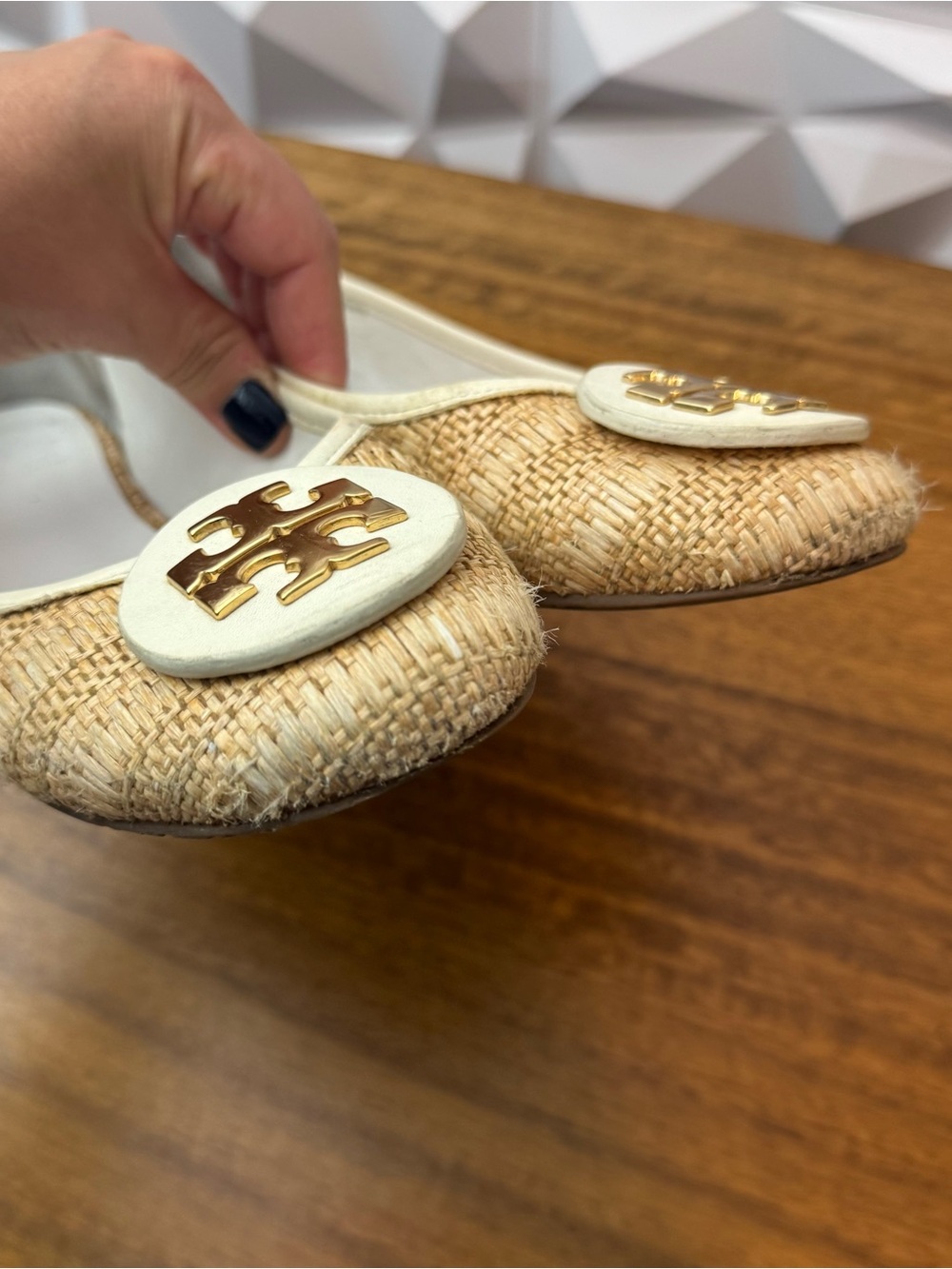 Tory Burch Reva Raffia Straw Ballet Flats Size 9 - Picture 9 of 9